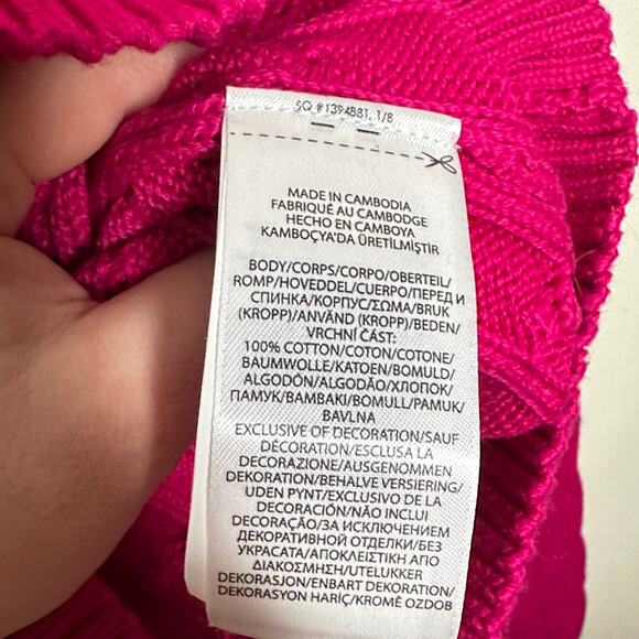 POLO RALPH LAUREN Cable Knit Cotton Crewneck Sweater Magenta Pink Sz XS NWT {U2} - Picture 6 of 6